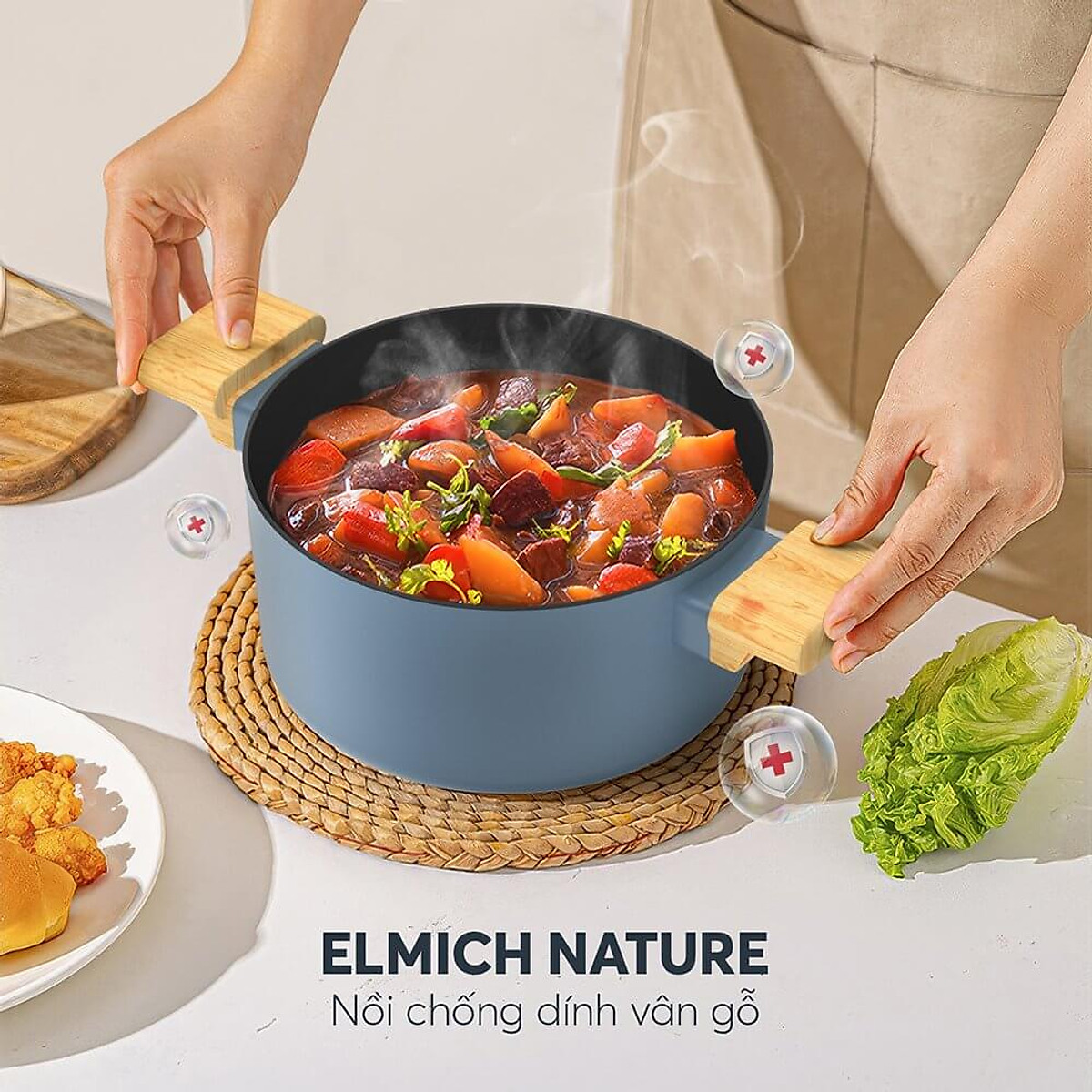 Nồi chống dính vân gỗ Elmich Nature EL-5206MG