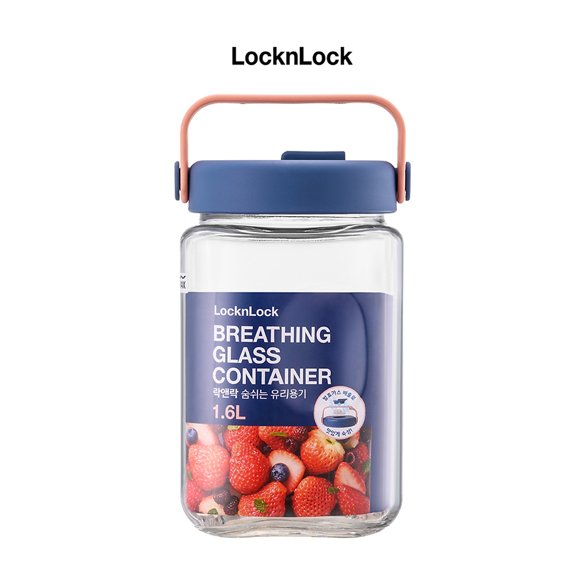 Hũ thủy tinh Breathing LocknLock - Kèm nắp đậy - Tay cầm hủ linh hoạt