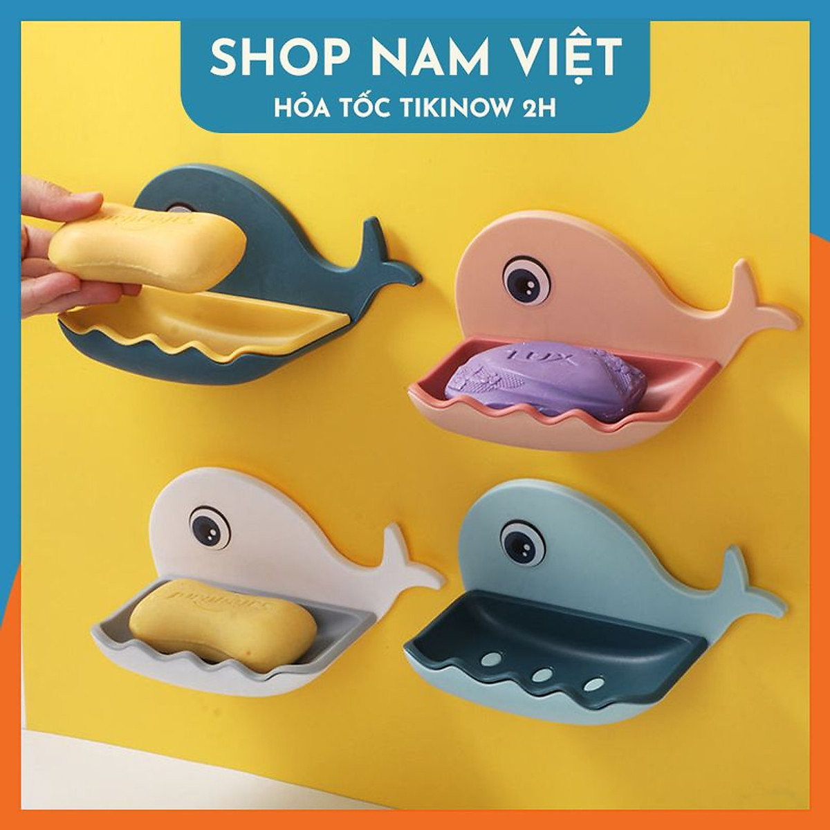 Khay Để Xà Phòng 2 Lớp Dán Tường Cá Voi