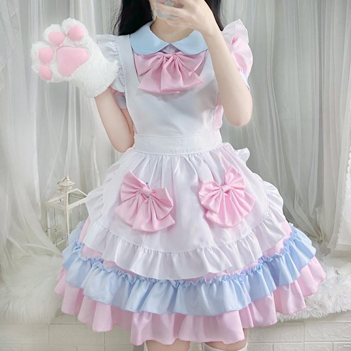 Mua 2023 New Girl Dress Cos anime nhập vai trang phục cô gái mềm mại lolita  đồng phục người giúp việc loli trang phục cô hầu gái mèo màu hồng