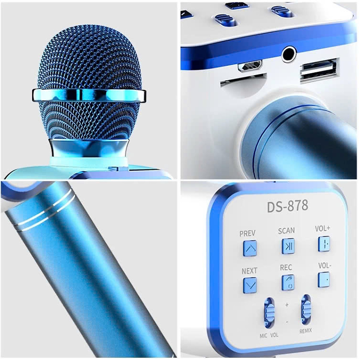 Micro Karaoke Bluetooth kèm loa kết nối điện thoại, máy tính bảng Hát Không Dây, Nghe Nhạc, Hỗ Trợ Kết Nối Thẻ Nhớ, USB Pin sạc - Hàng Chính Hãng