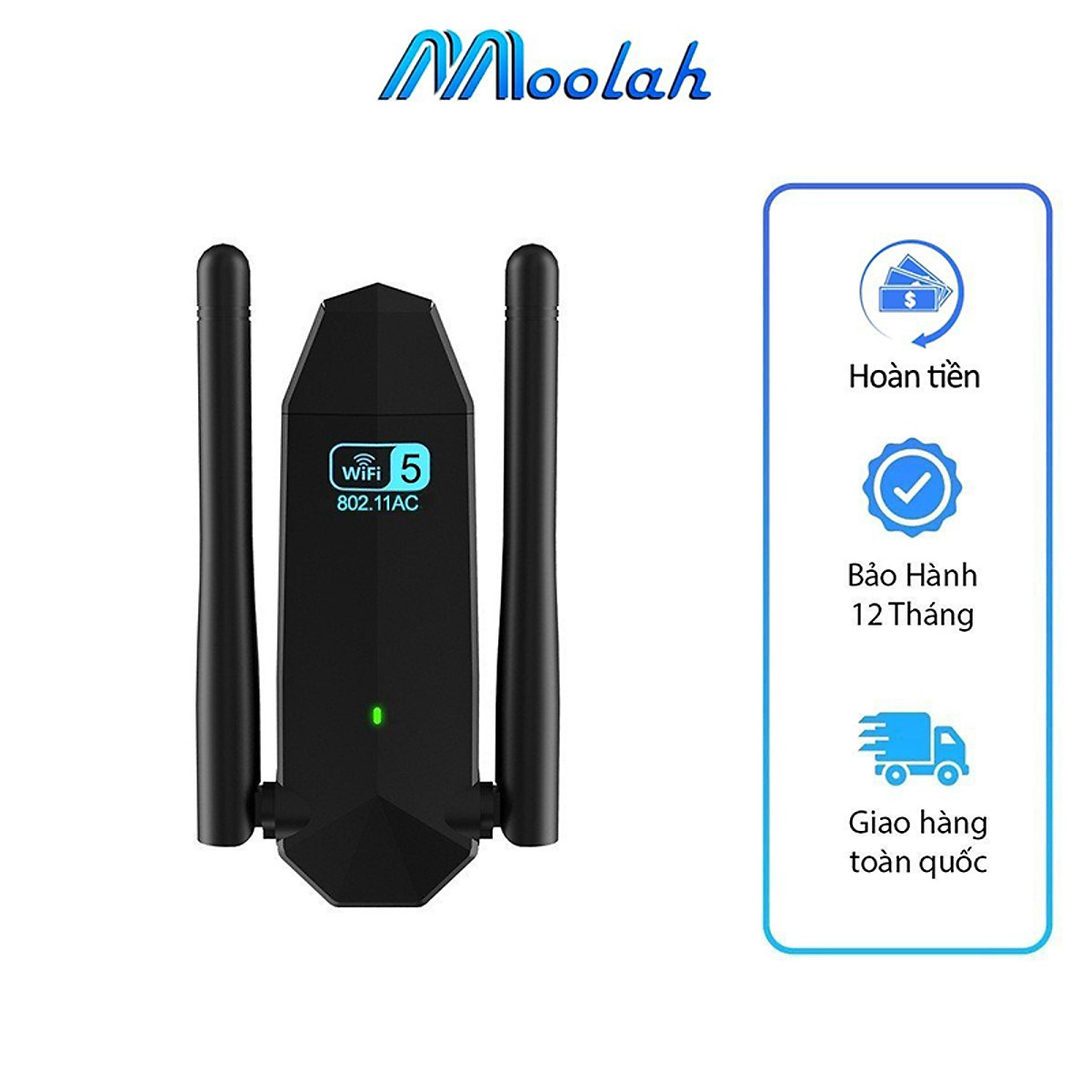 USB Wifi Cho PC 2 Râu Không Dây Băng Tần Kép 5Ghz 2.4Ghz 1300Mbps Bộ