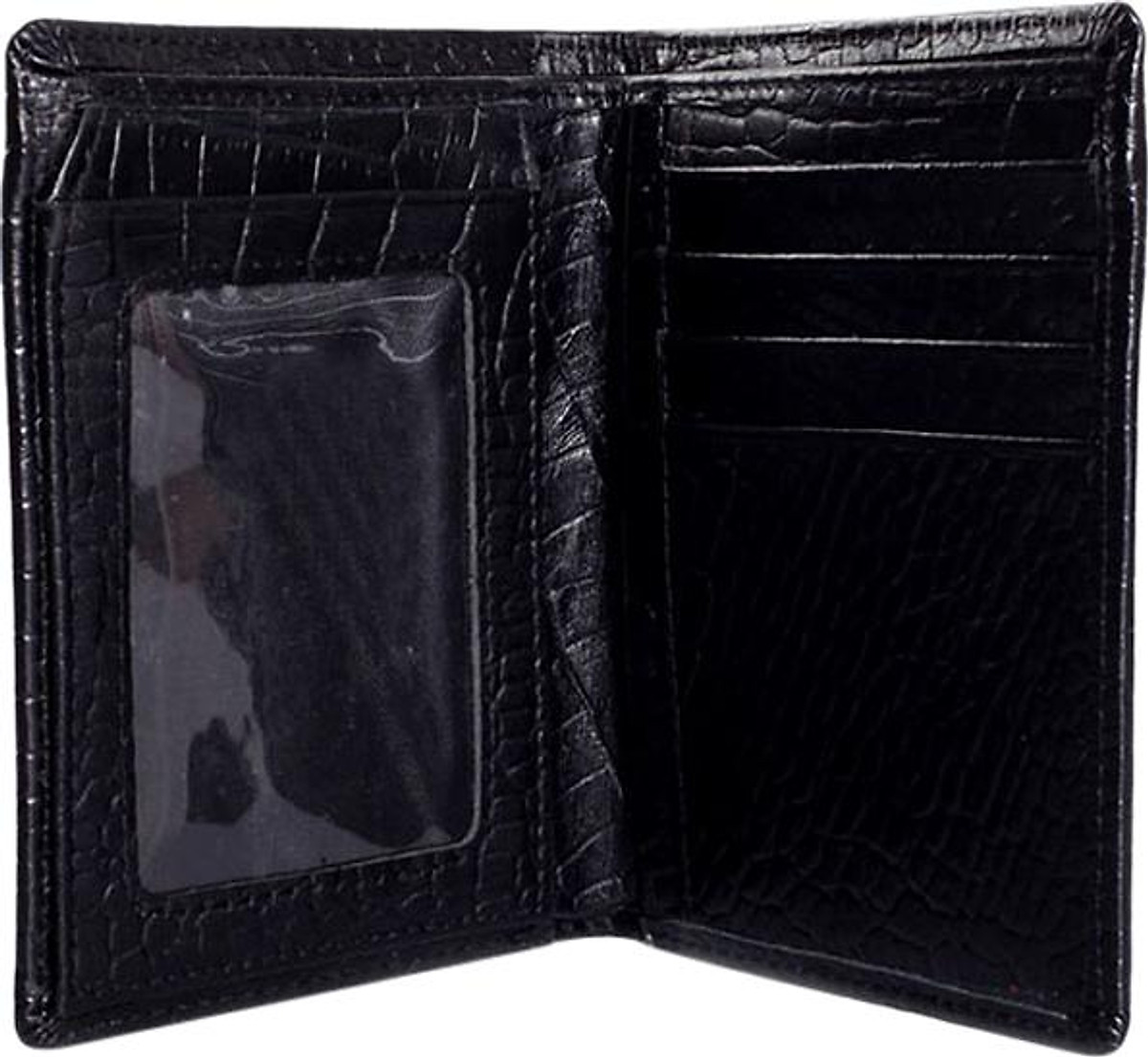 Ví Nam Vân Cá Sấu Kiểu Đứng Huy Hoàng HT2120 (12.5 x 10 cm) - Đen