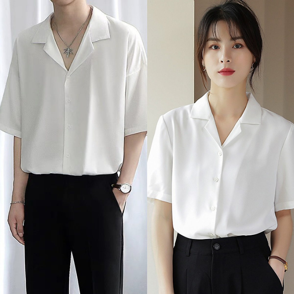 Áo sơ mi cổ vest thêu chữ đơn giản công sở đi học 22SU03DH0401 SMU00033