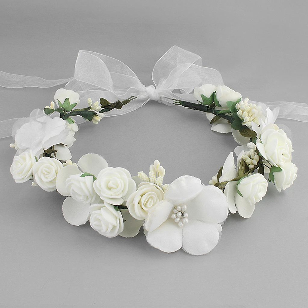 3xBoho Girl Floral Crown Flower Headband Hair Garland Wedding Headpiece  White