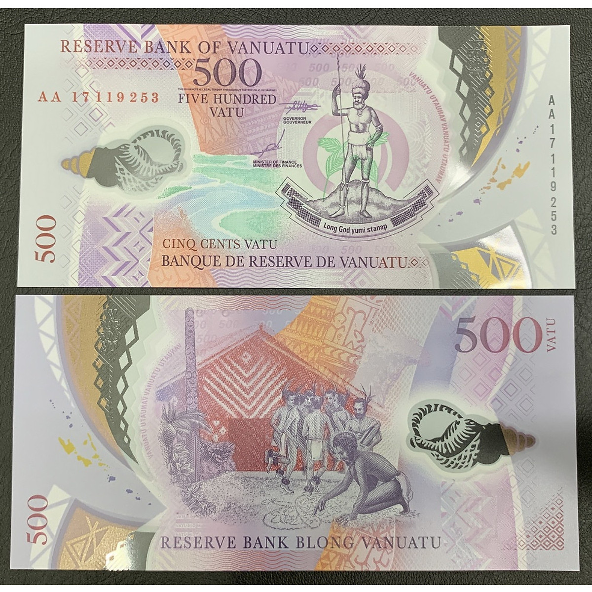 Tiền xưa đất nước Vanuatu 500 Vatu bằng polyme tuyệt đẹp sưu tầm ...