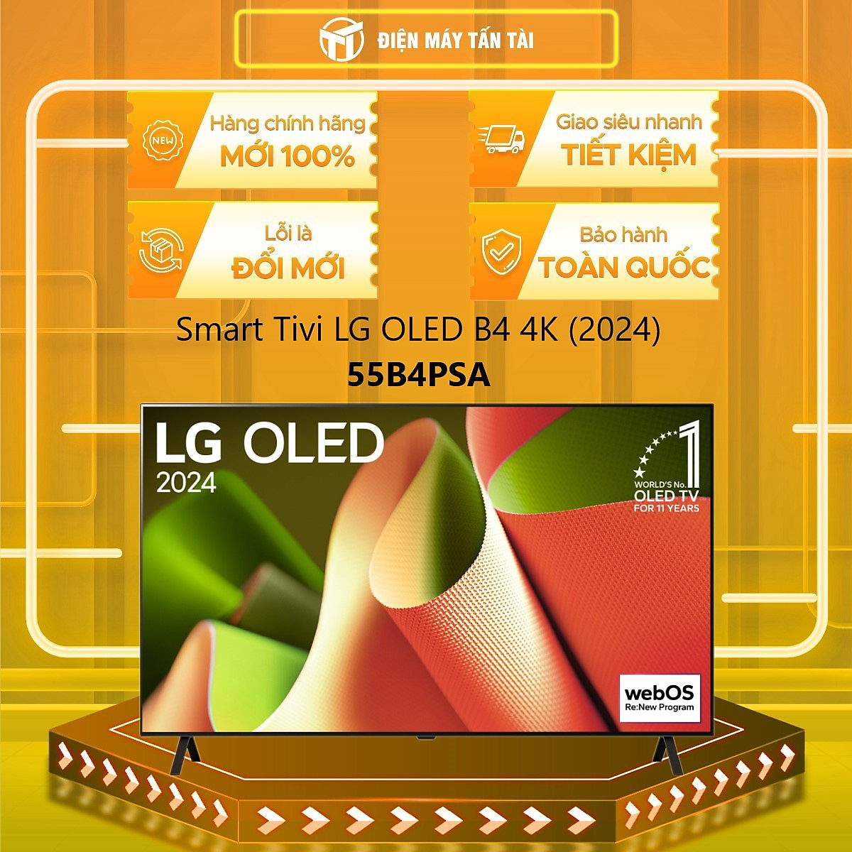 Smart Tivi OLED LG 4K 55 inch OLED55B4PSA Mới 2024 - Hàng chính hãng - Giao HCM và 1 số tỉnh thành