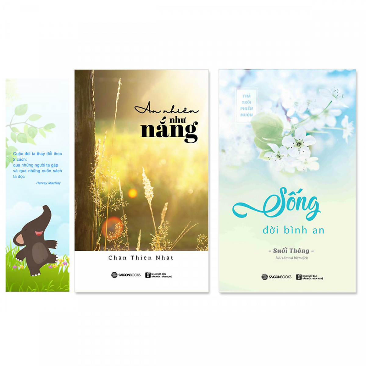 Combo 2 cuốn: Sống Đời Bình An, An Nhiên Như Nắng + Bookmark danh ngôn hình voi