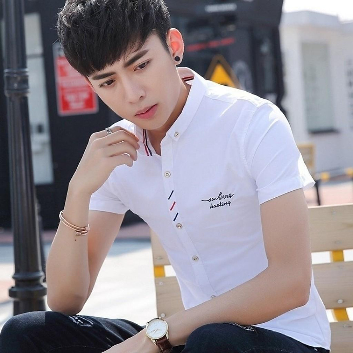 Áo sơ mi công sở nam cotton tay dài sọc nhuyễn màu xanh Tommy Hilfiger size  L  Shop Đồ Hiệu Mỹ