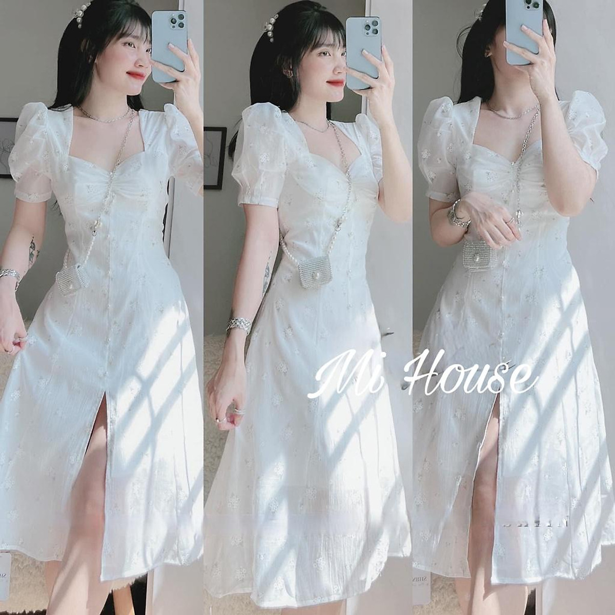 Đầm xẻ tà hoa nhí - Đầm xẻ tà đi biển dành cho nữ
