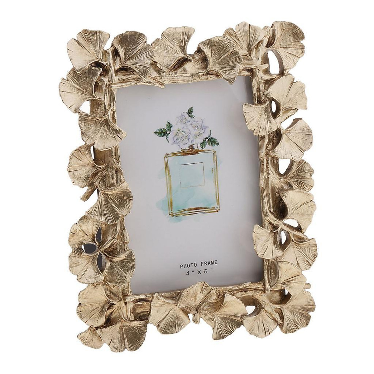 Vintage Picture Photo Frame Gold Resin Ginkgo Leaf Desk Mount Home ...