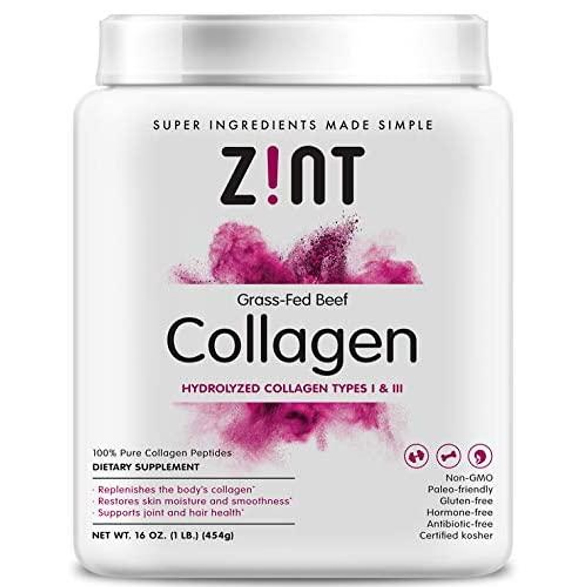 Zint Collagen Peptides Powder (16 Ounce) Anti Aging Hydrolyzed