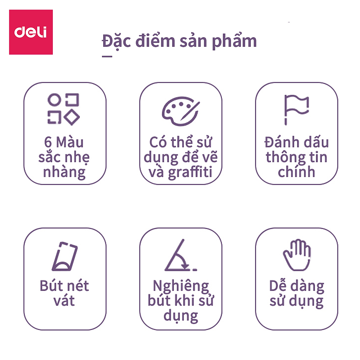 Bút dấu dòng dạ quang màu Macaron Deli – 6 chiếc/ hộp- S605