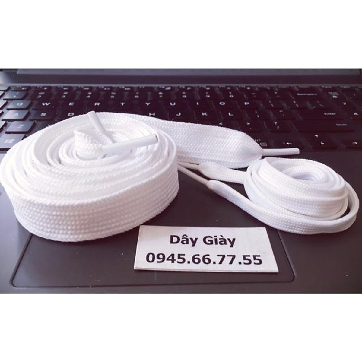 Dây giày bản to màu trắng