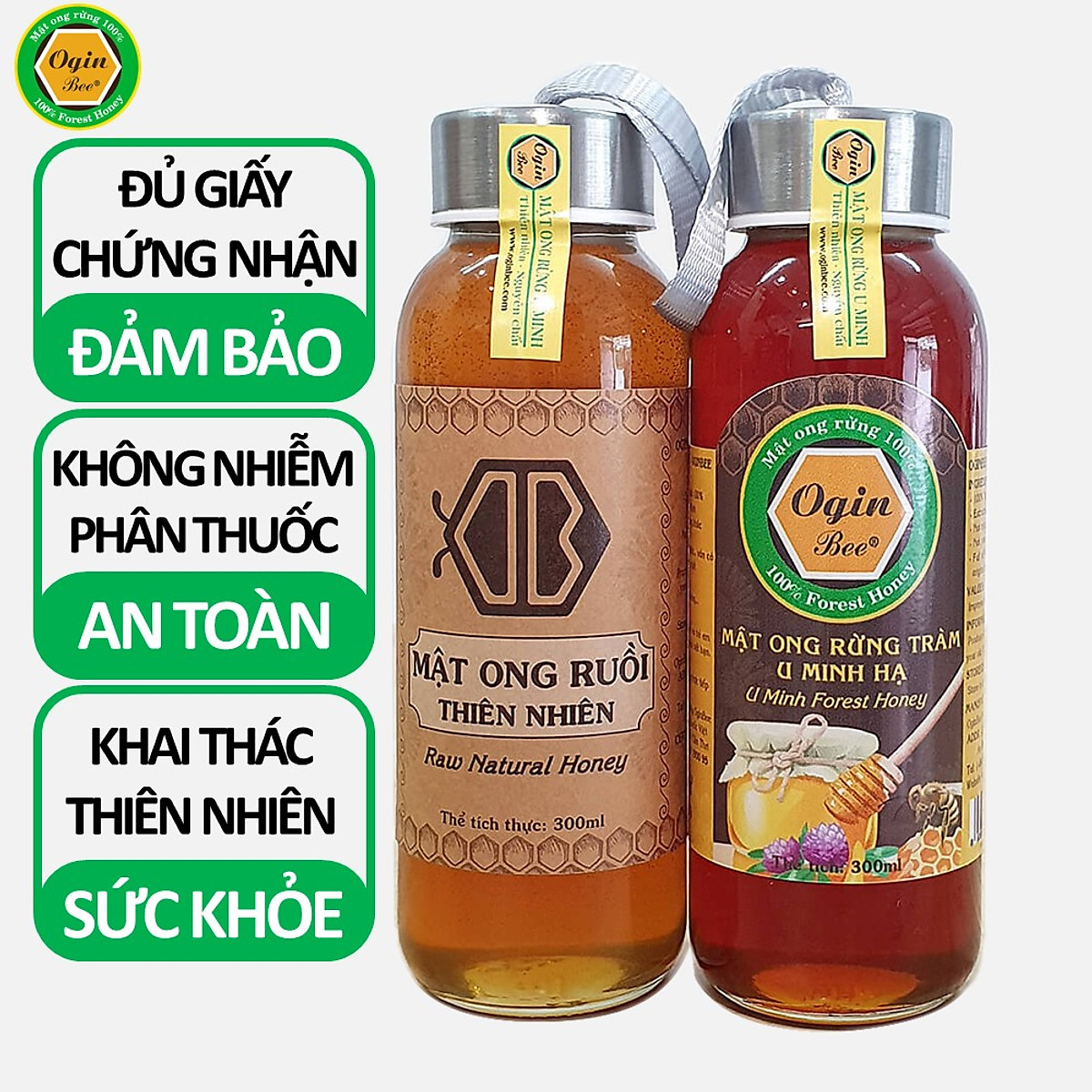 Mật ong ruồi nguyên chất và Mật ong rừng U Minh - Combo 2 Chai ...