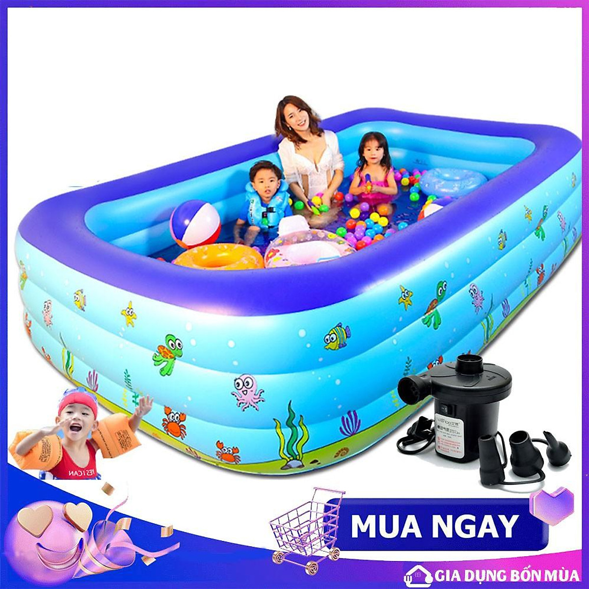 Bể bơi cho bé- Bể bơi gia đình - Bể bơi các loại, Bể bơi Phao Cho bé - Bể bơi Bằng Phao Trẻ em Kích Thước Lớn