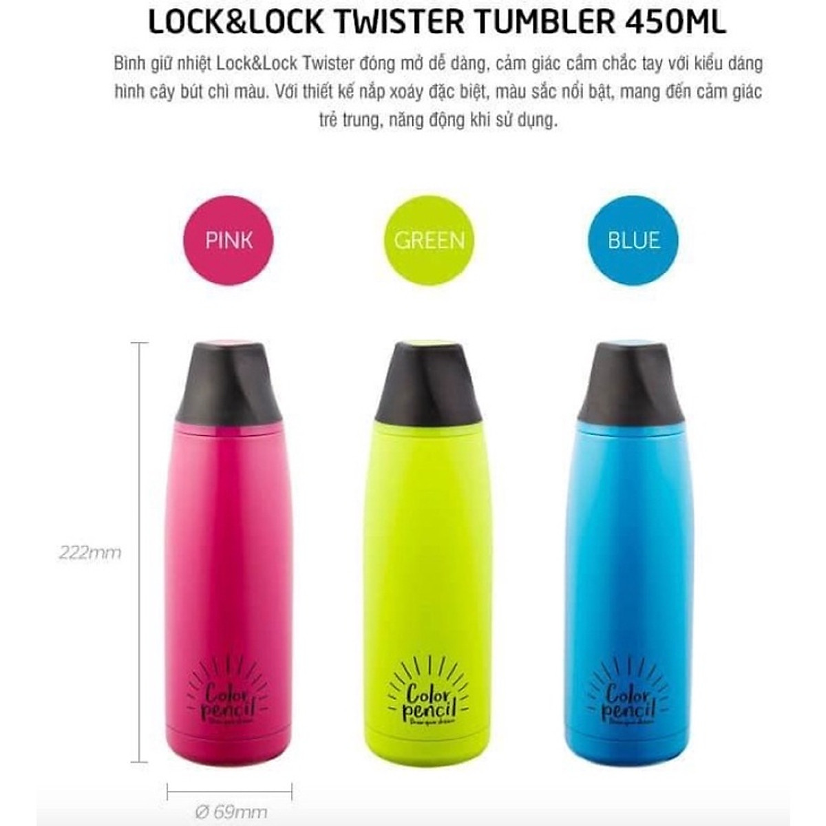 Bình Giữ Nhiệt Lock&Lock Twister Tumbler LHC4152 (450ml)