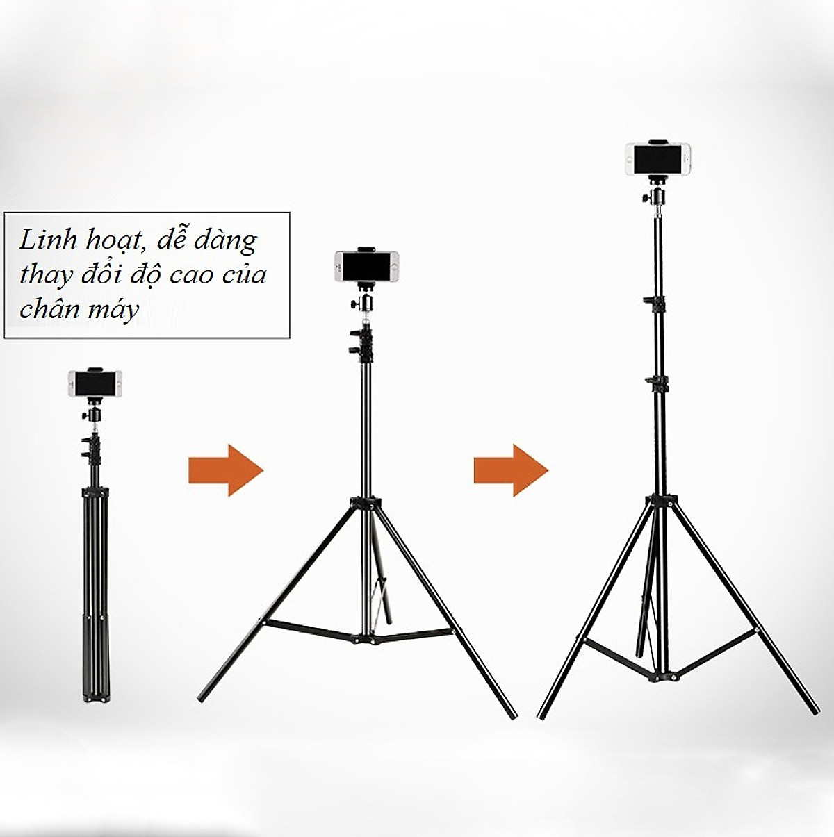 Chân đế điện thoại, máy ảnh dùng để livestream, chụp ảnh, quay tiktok, kiêm gắn đèn livestream , tặng kèm remote bluetooth - Hàng chính hãng