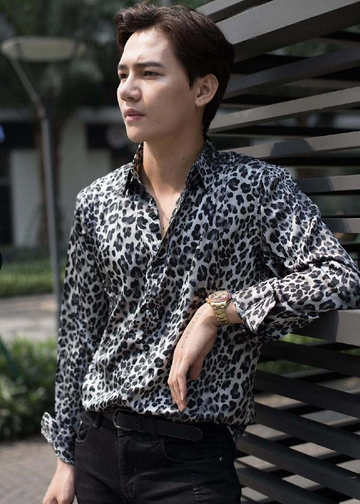 Mua Áo Sơ Mi Lucas Họa Tiết Da Báo Vàng  Tiki