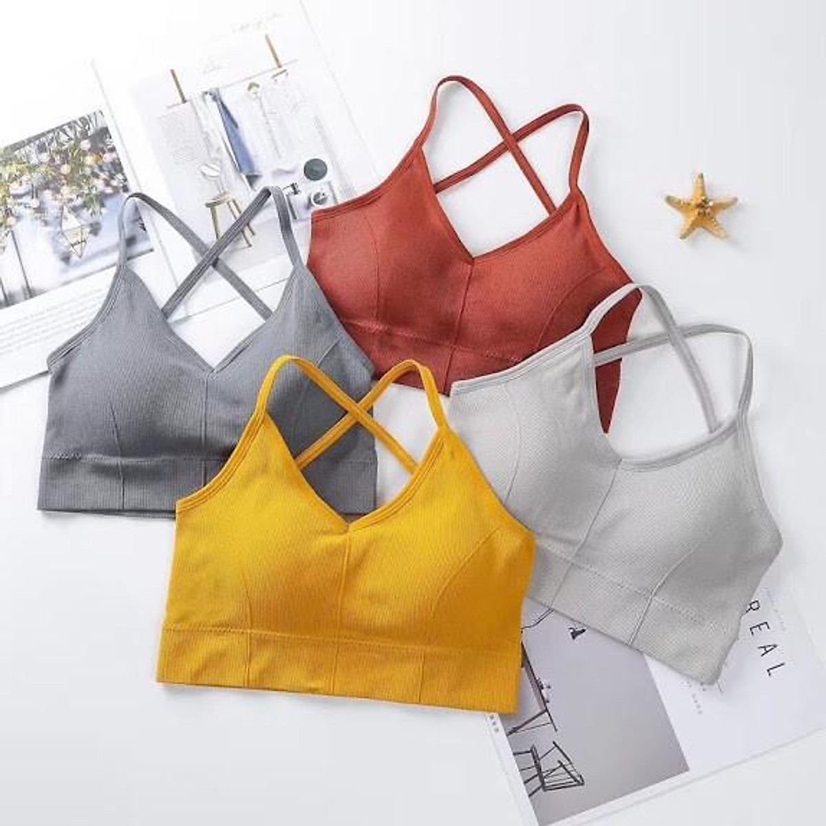 Mua Các Loại Áo Bra Đẹp Nhất - Áo Tập Gym Yoga Thể Dục Đẹp Dây Chéo Màu  Hồng, Vàng, Đen, Trắng, Da, Xám | Tiki