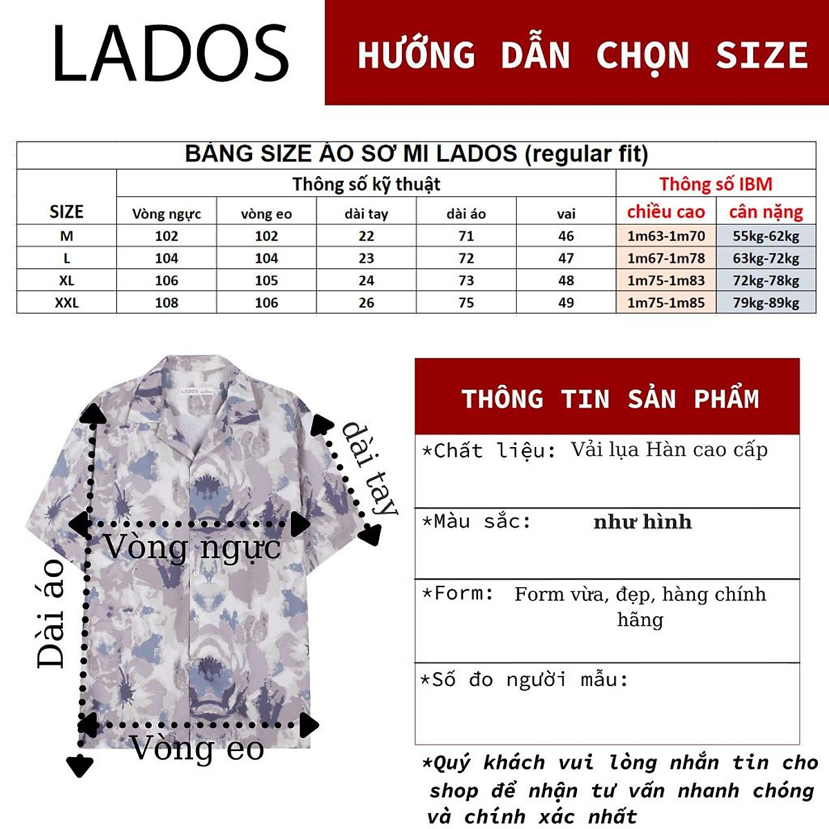 Áo sơ mi nam họa tiết hologram tay ngắn cổ vest sang trọng LADOS - 8113 dễ phối đồ, thấm hút