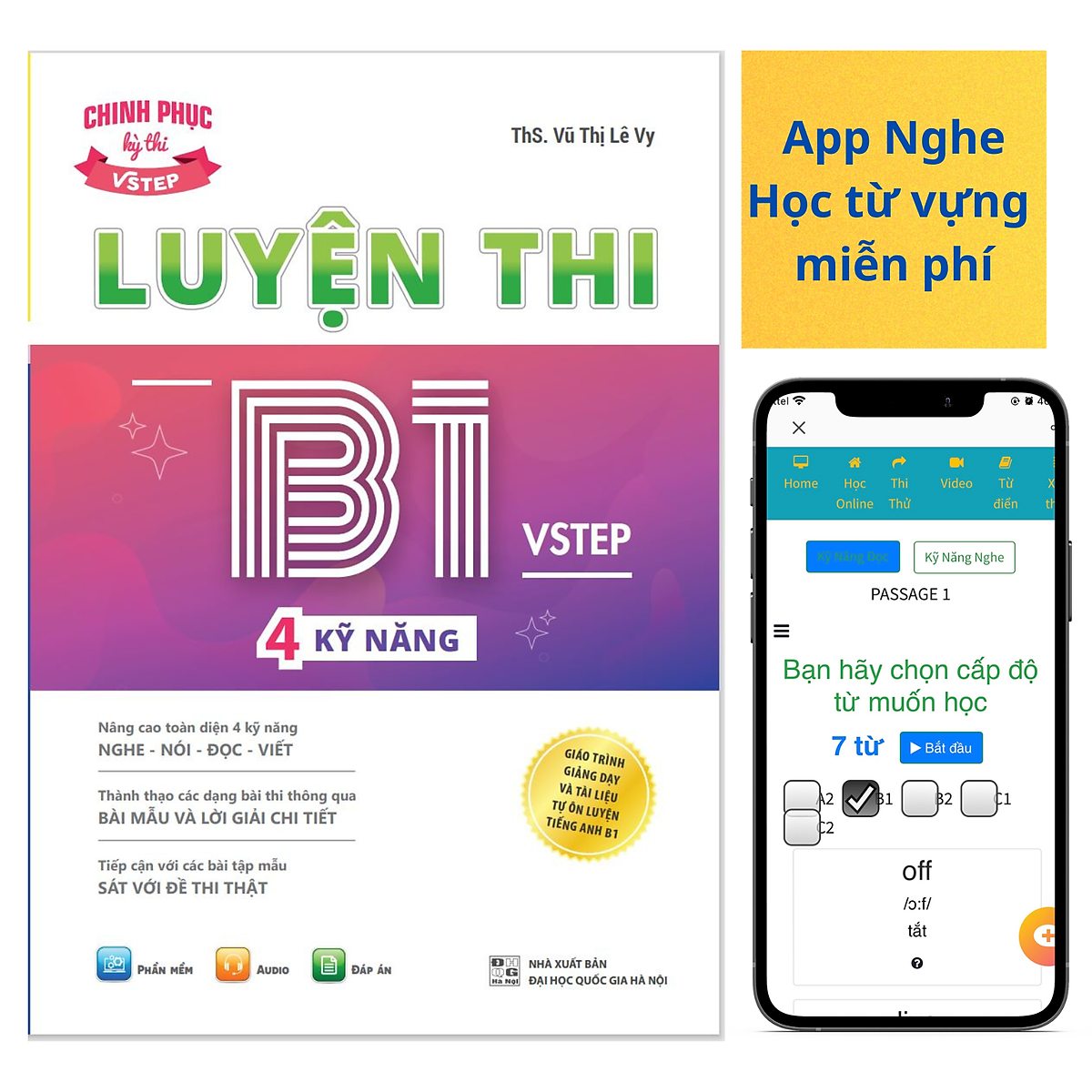 Sách Luyện thi B1 Vstep 4 kỹ năng - Ôn thi chứng chỉ tiếng Anh B1 bậc 3 (bằng B1 tiếng Anh) theo Khung NLNN Việt Nam