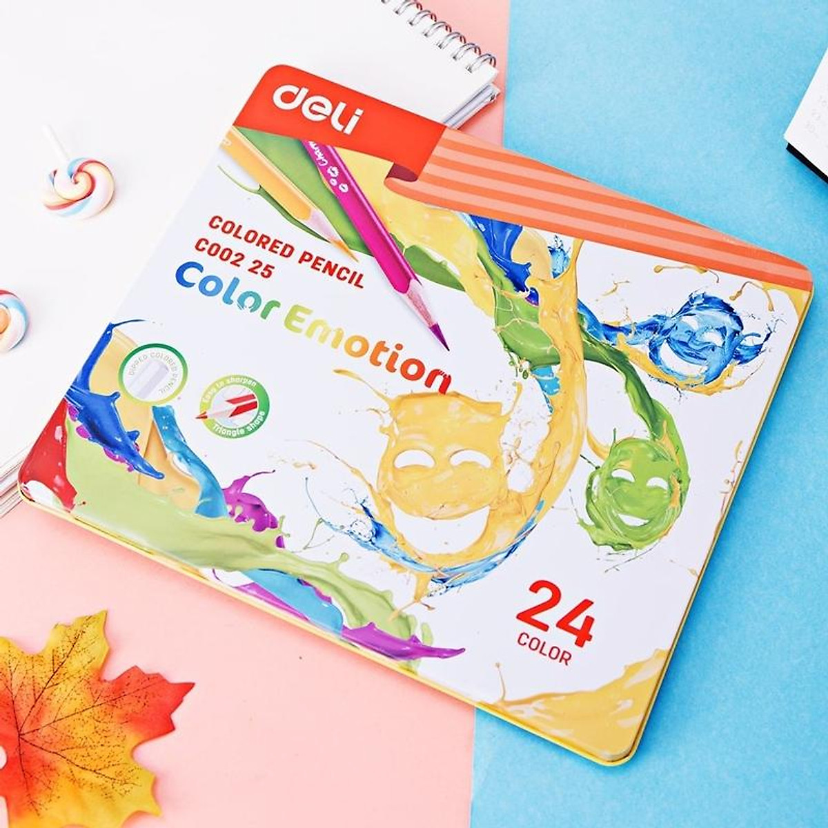 Bút chì màu học sinh hộp sắt Deli 12/24/36 màu/hộp - EC00205/EC00225/EC00235