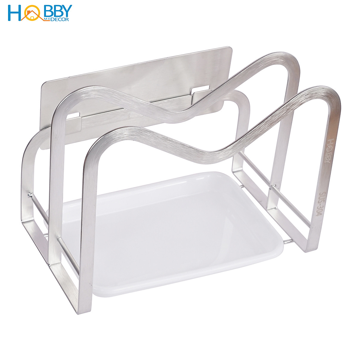 Kệ để thớt nắp vung 2 ngăn dán tường inox 304 Hobby Home Decor TT08