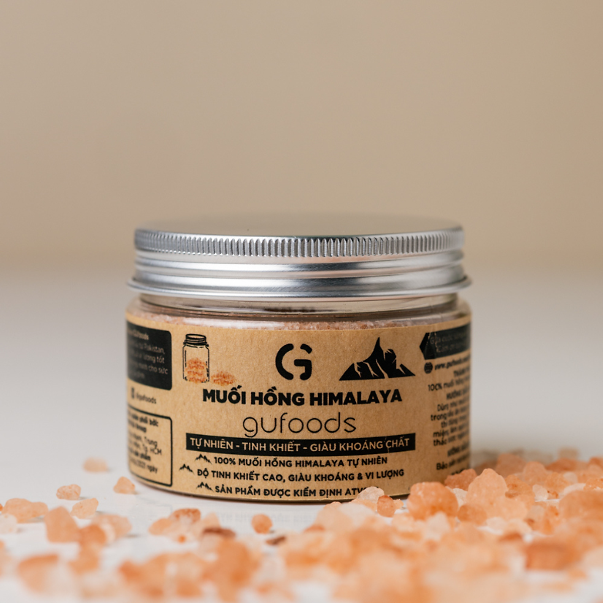 Muối hồng Himalaya GUfoods (dạng hạt mịn) - Tự nhiên, Giàu khoáng chất vi lượng, Không phụ gia, Không tinh chế