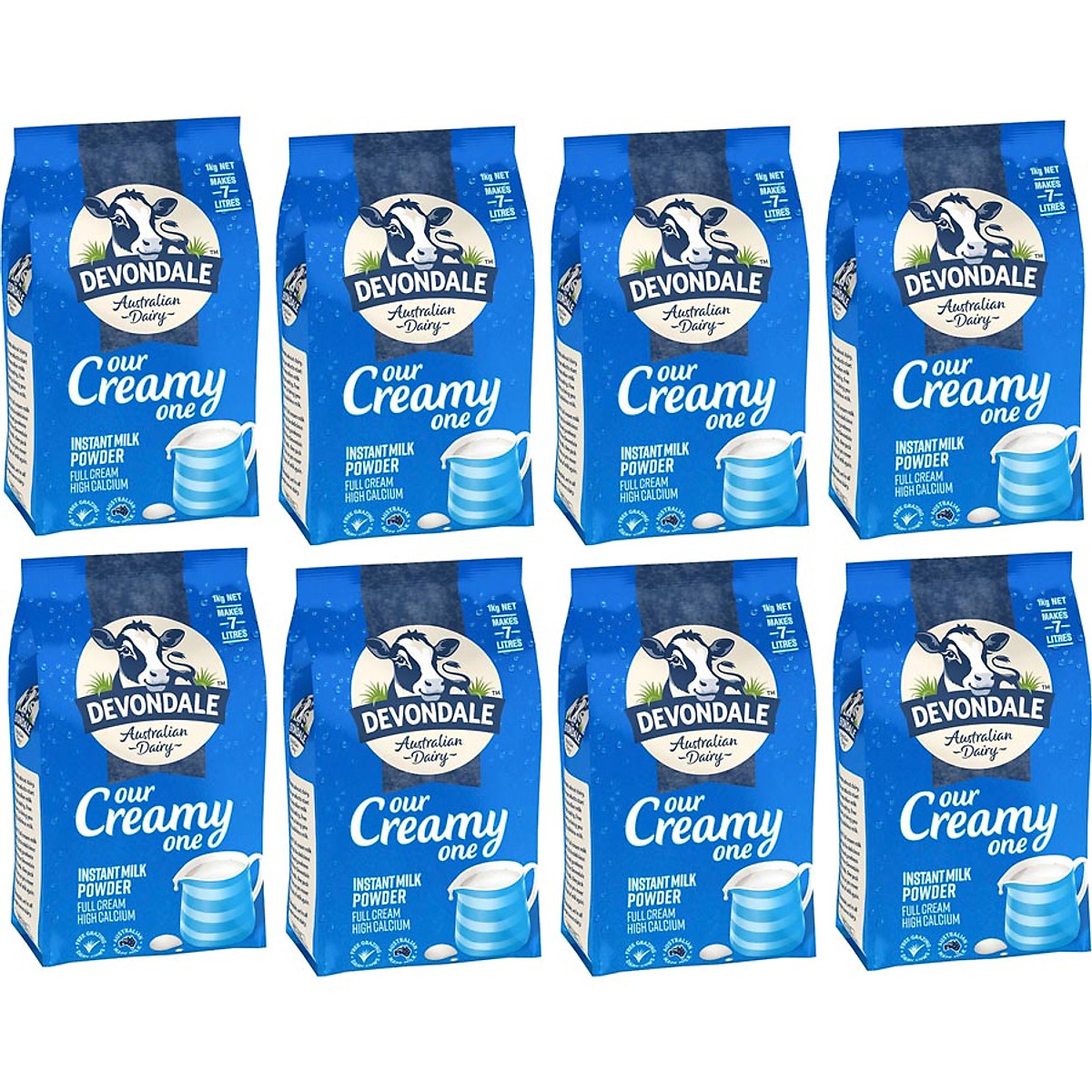 Thùng 8 Bịch Sữa Bột Full Cream Devondale (1Kg / Túi)
