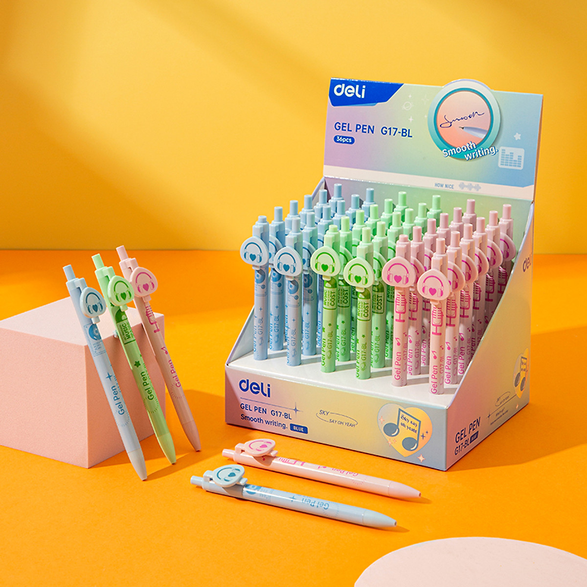 Bút Bi Nước Mực Gel Bấm Ngòi 0.5 Nhanh Khô Siêu Mướt Nhiều Mực BST Limited Deli - Viết Bi Học Sinh Văn Phòng - EG17-BL