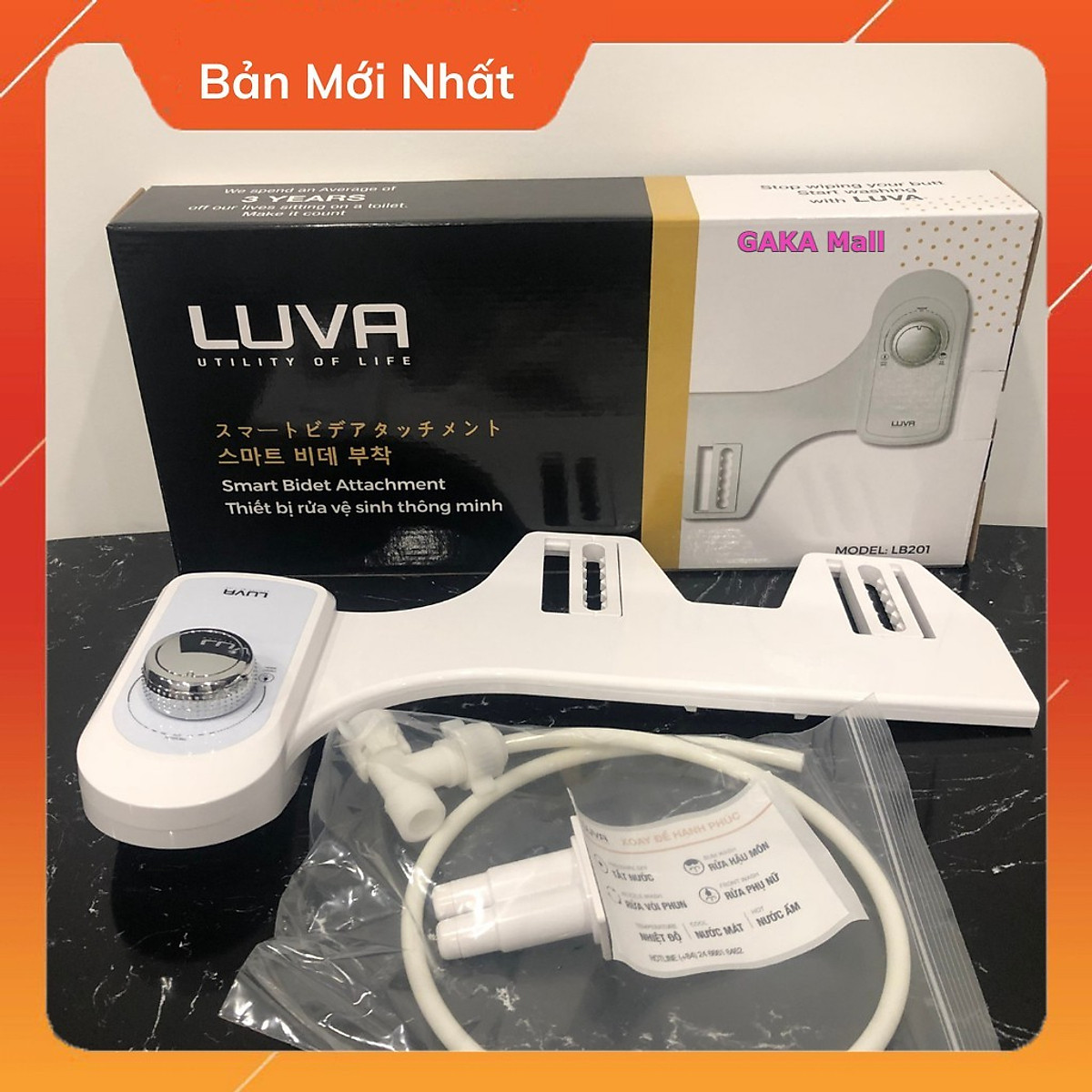 Vòi Rửa Xịt Vệ Sinh Thông Minh Luva Bidet LB201, 2 Vòi Rửa, Hàng Chính Hãng, Không Dùng Điện, Tự Rửa Vòi Phun