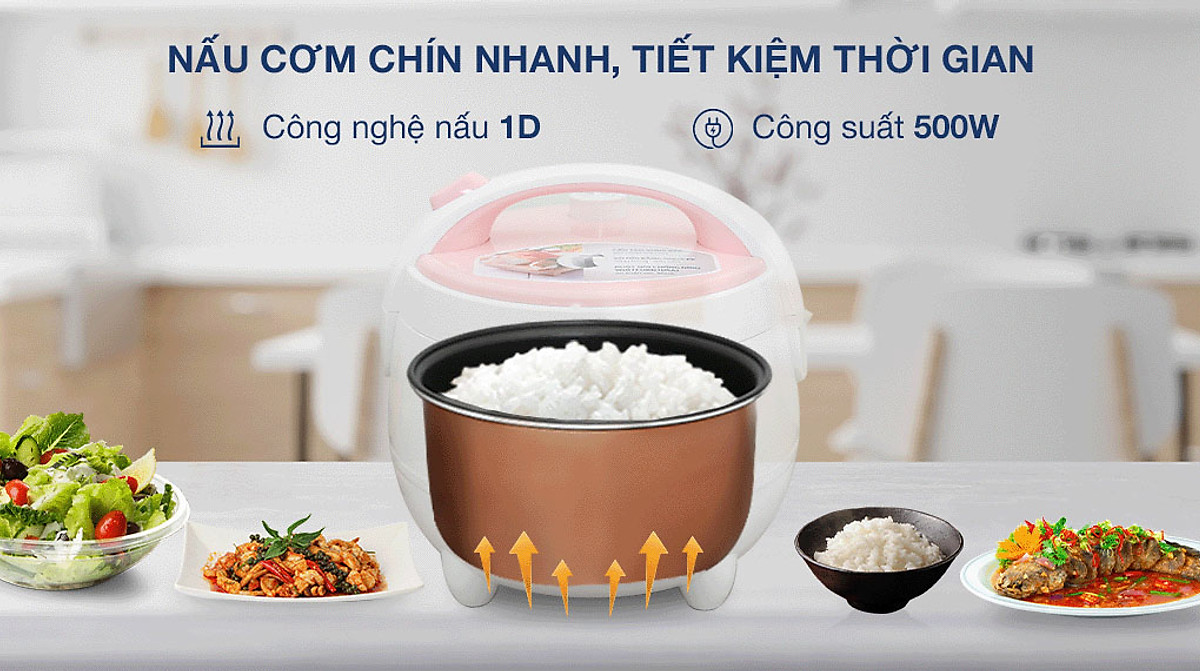 Nồi Cơm Điện Nắp Gài Sunhouse SHD8217W (1.2L) - Hàng chính hãng