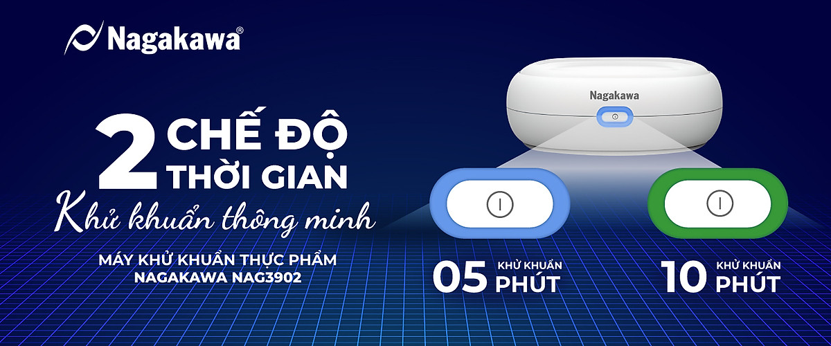 Máy khử khuẩn thực phẩm cầm tay Nagakawa NAG3902 - Công nghệ Hydroxyl - Hàng Chính Hãng