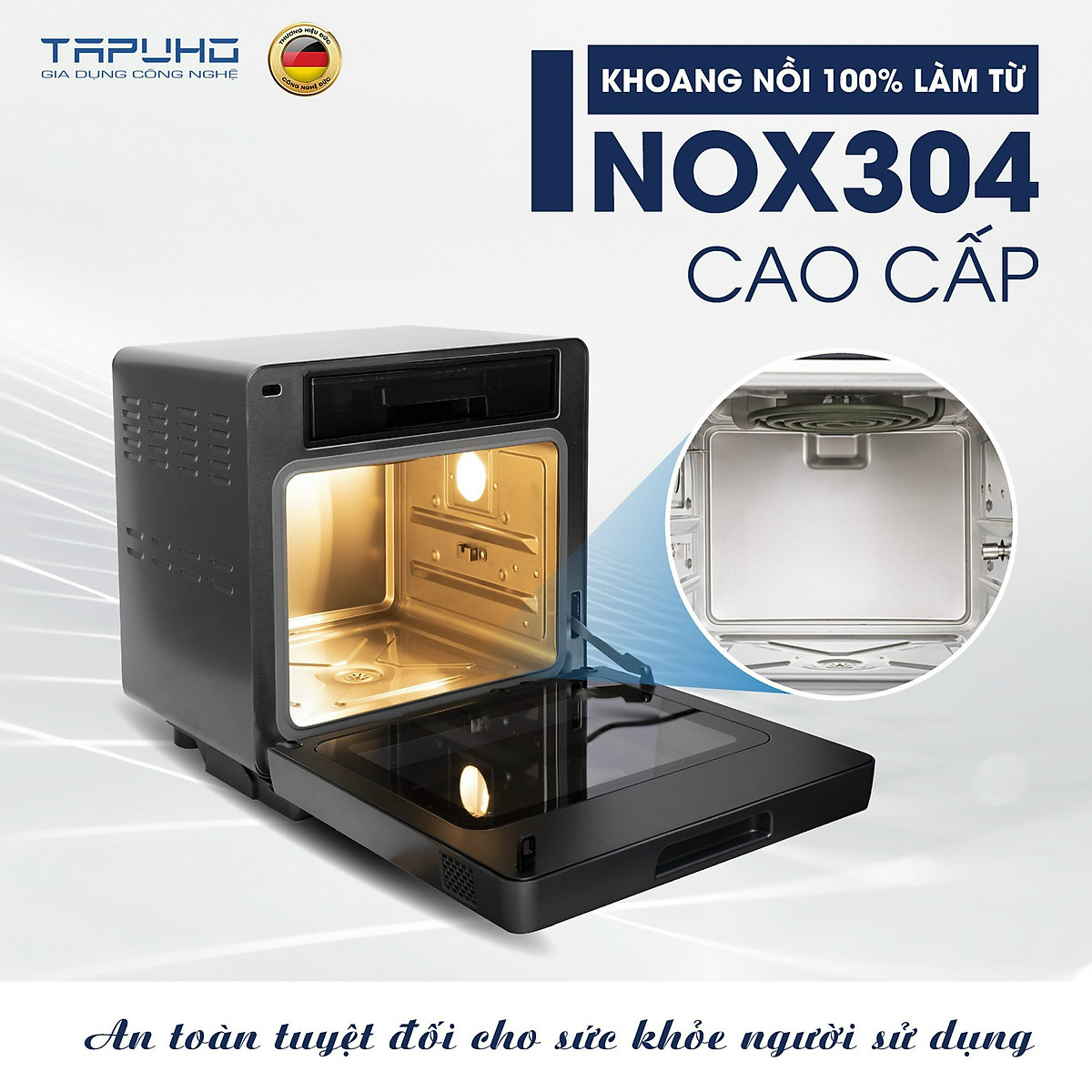 Nồi chiên hơi nước cao cấp TAPUHO TSF16 - Thương hiệu Đức - 2.800w - 16 lít - BH 2 năm