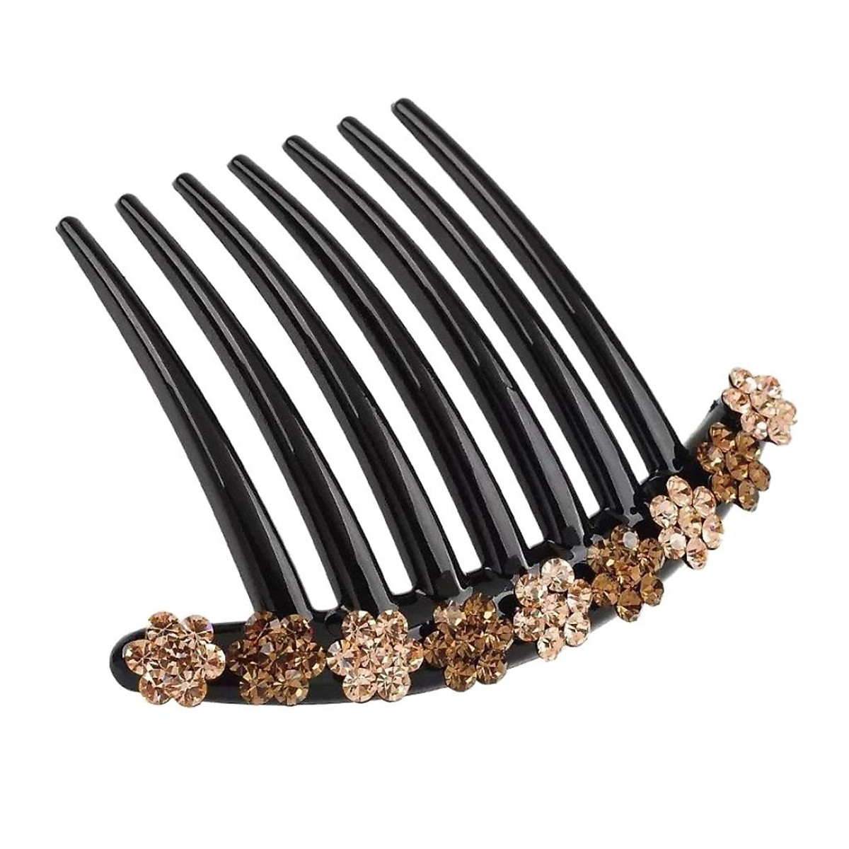 2xRhinestones Hair Comb Clip Updo Bun Maker Bridal Hair Styling Tool Champagne 2xRhinestones Hair Comb Clip Updo Bun Maker Bridal Hair Styling Tool Champagne