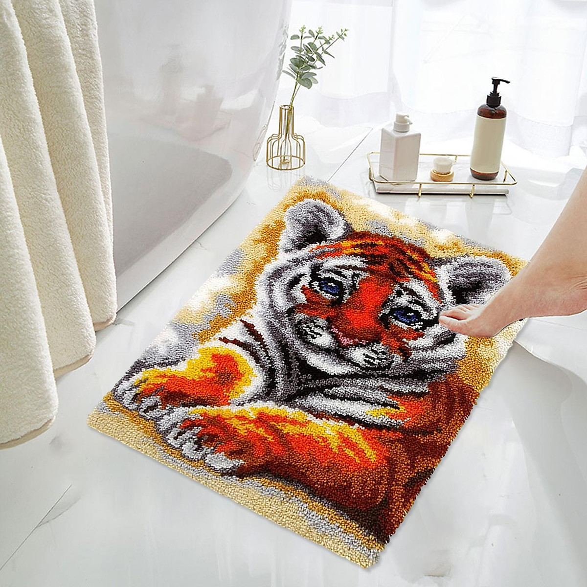 JDbezuge Latch Hook Rug Kits For Kids Adults, Owl Printed DIY Rug Hooking Kits, Carpet Embroidery Yarn Needlework Set For Home Decor