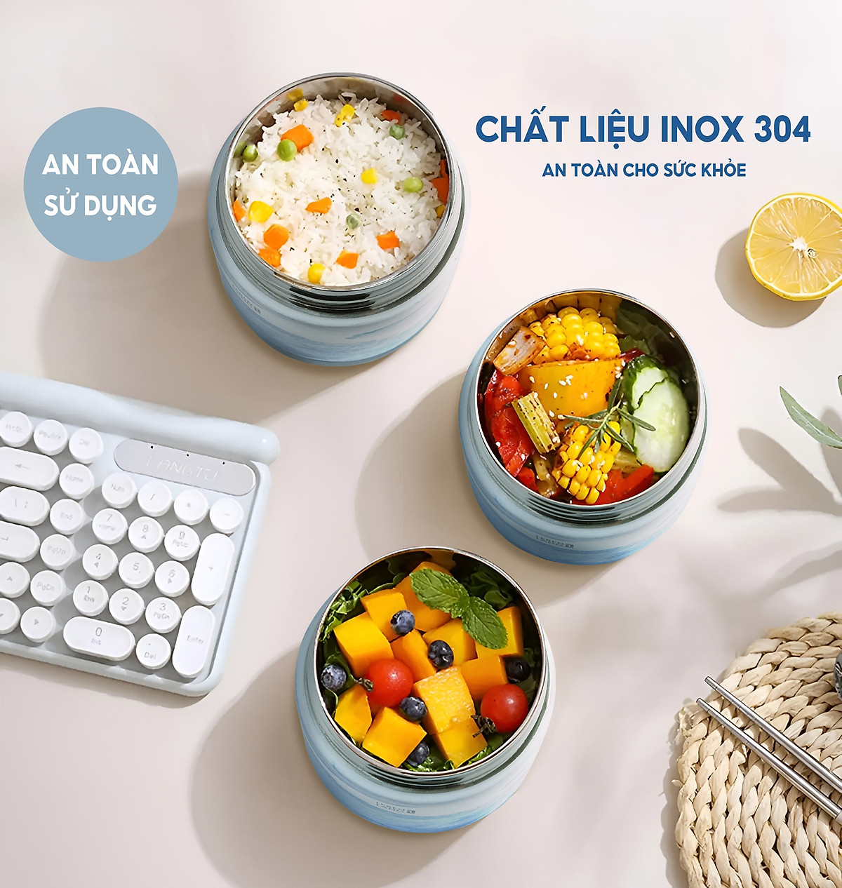 Hộp cơm giữ nhiệt cho bé Lebenlang LBL3032, cà men chất liệu inox304, dung tích 300ml, thiết kế nhỏ gọn - hàng chính hãng