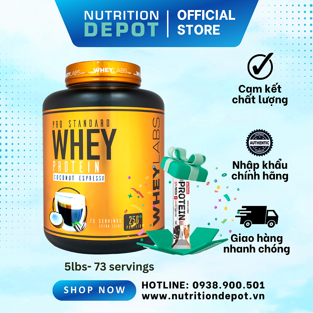 Sữa tăng cơ Wheylabs Pro Standard Whey Protein hũ 5lbs (2.2kg) ( 73 lần dùng)