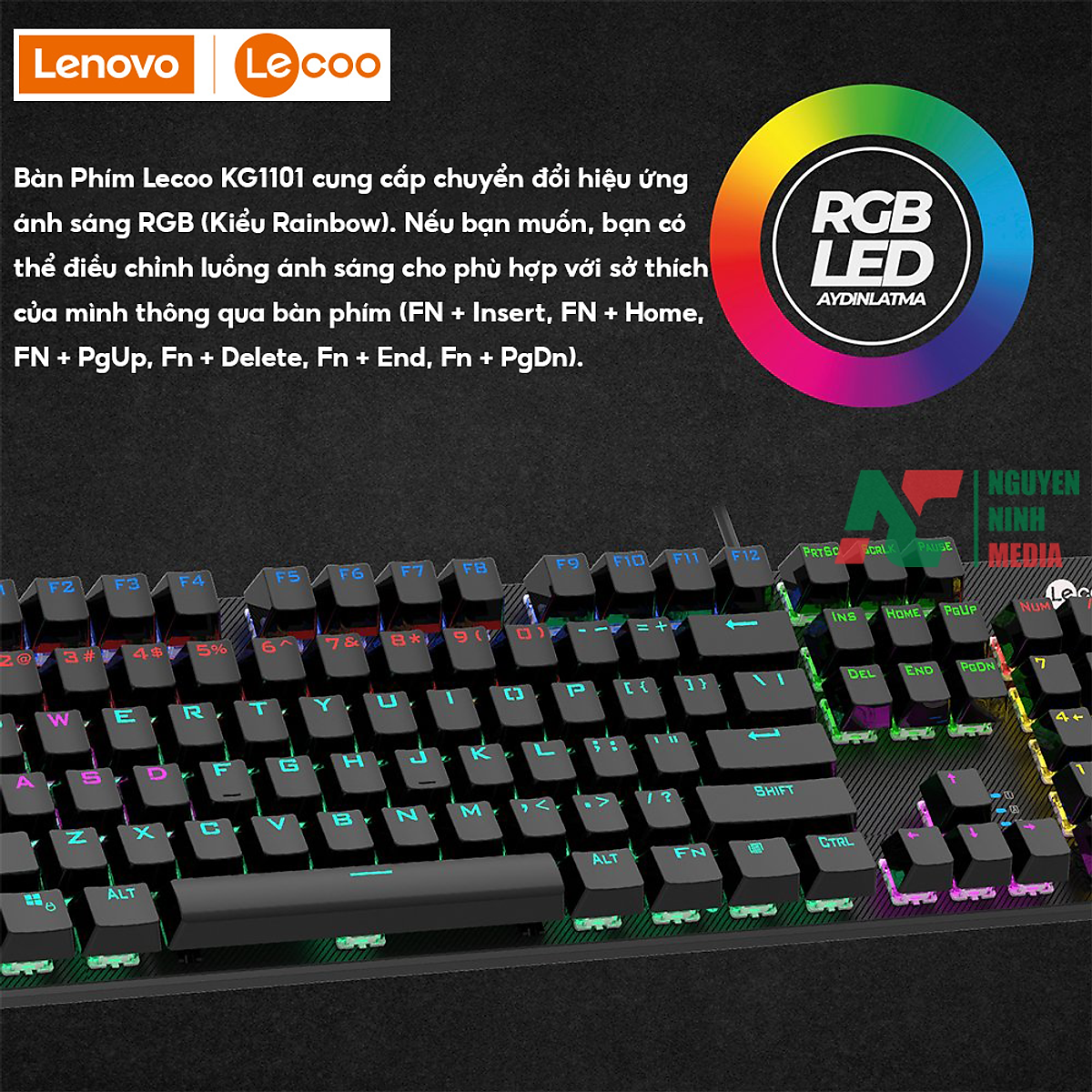 Bàn Phím Cơ Gaming Lenovo Lecoo KG1101 Mutil LED (Blue Switch) - Hàng Chính Hãng Bàn Phím Cơ Gaming Lenovo Lecoo KG1101 Mutil LED (Blue Switch) - Hàng Chính Hãng