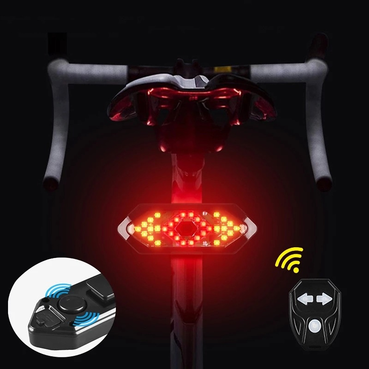 Đèn xi nhan xe đạp - Đèn LED tín hiệu điều khiển từ xa gắn đuôi xe đạp - lắp đặt dễ dàng - Hàng chính hãng