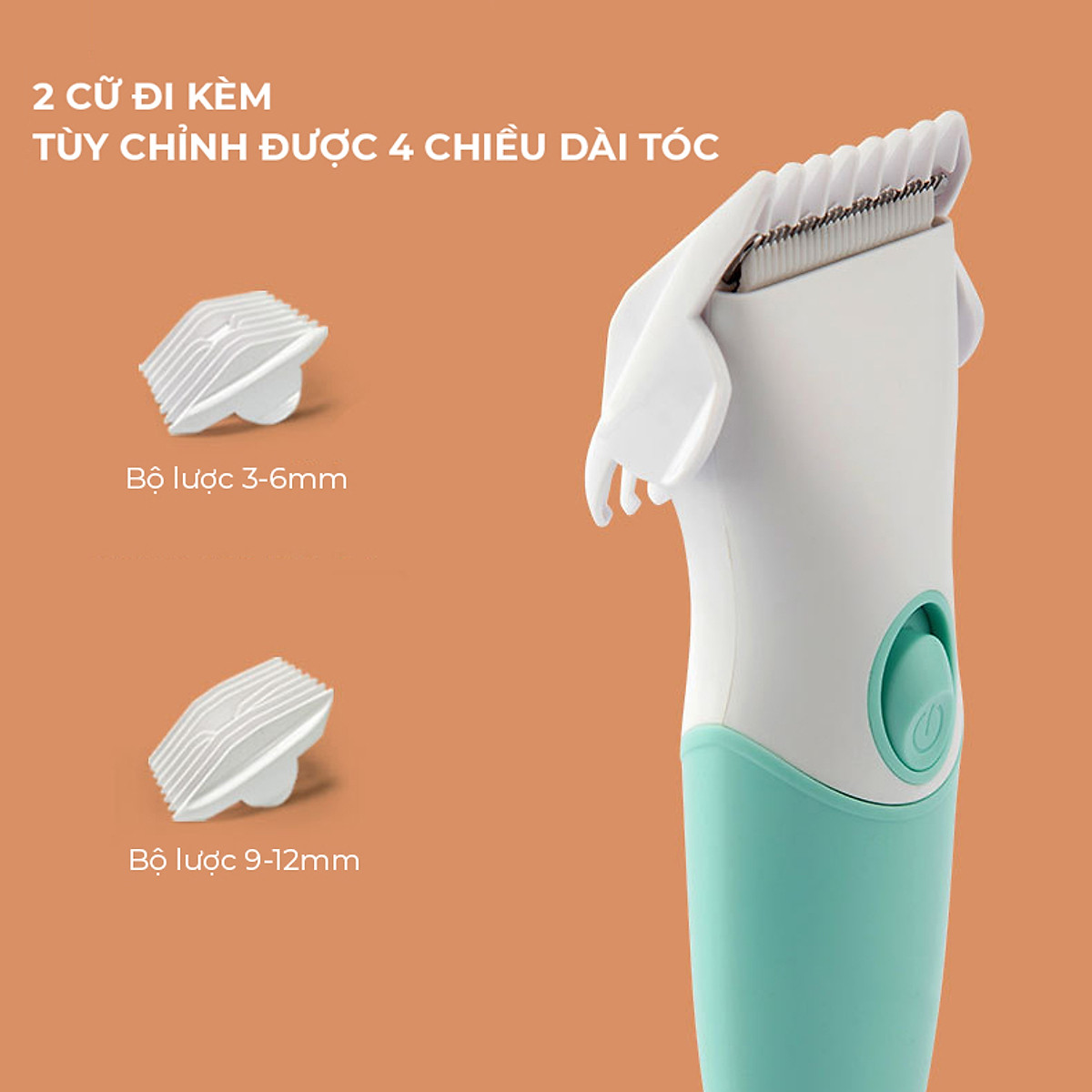 Tông đơ cắt tóc trẻ em chuyên nghiệp chấn viền tốt máy tăng đơ điện sạc pin có dây rời kèm 9 phụ kiện 3 lược chắn viền máy cắt tóc chống nước