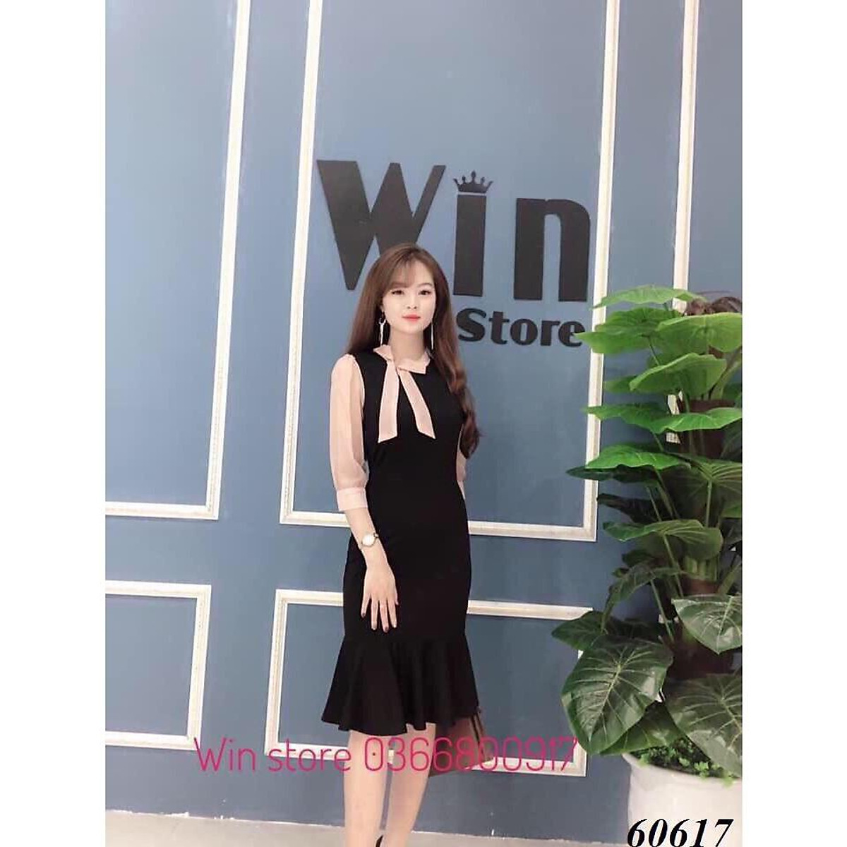 Đầm đuôi cá nơ cổ phối voan cực đẹp cho quý cô thời nay / có size XXL
