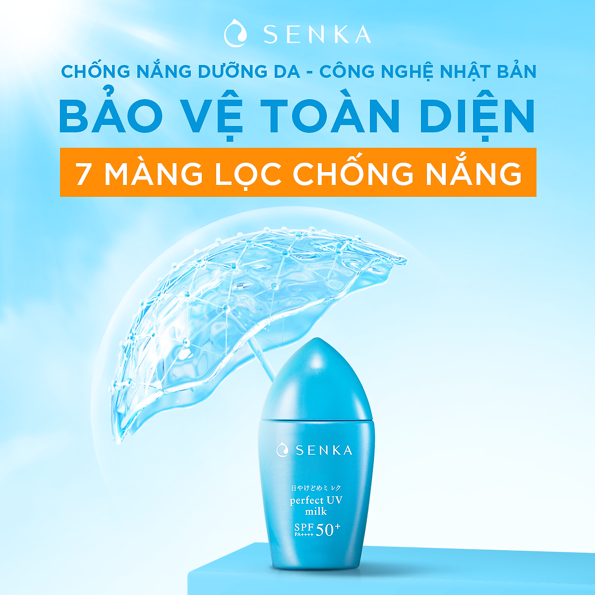 Kem Chống Nắng Dạng Sữa Senka Perfect UV Milk SPF 50+, PA++++ 41095 (40ml)