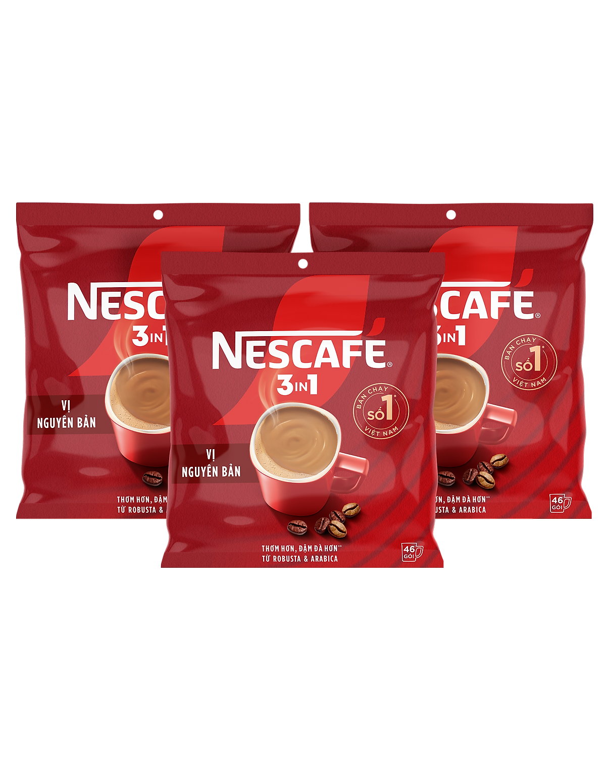 Cà phê hoà tan NESCAFÉ 3IN1 VỊ NGUYÊN BẢN - công thức cải tiến (bịch 46 gói x 16g)