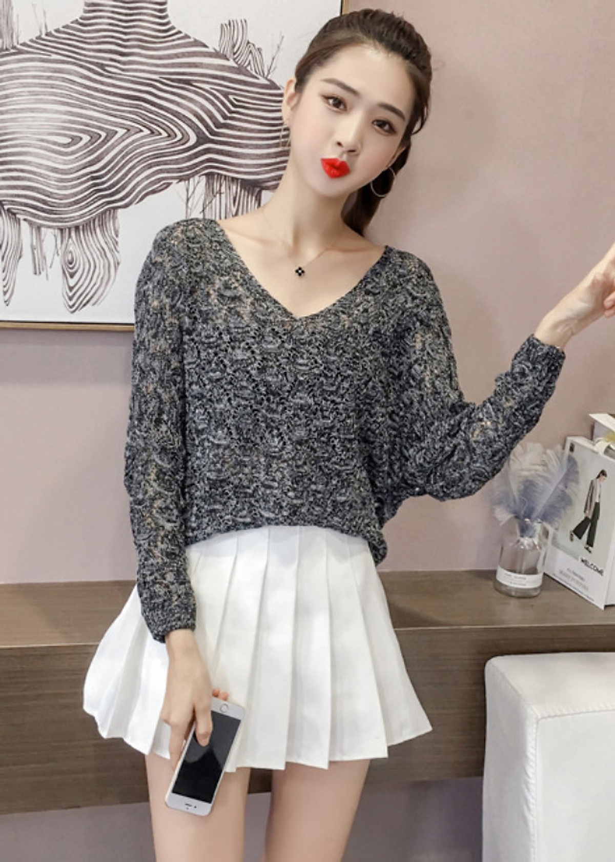 Áo Len Nữ Cardigan Nhẹ Bốn Mùa ALN002 MayHomes Kiểu Cánh Dơi