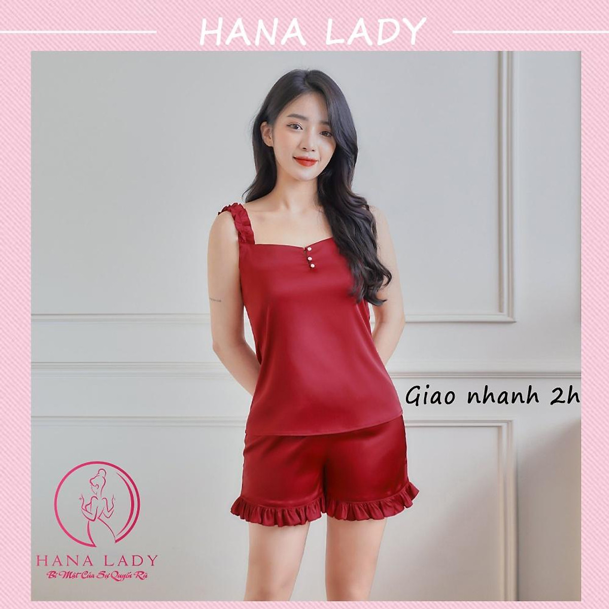 Bộ ngủ 2 dây lụa cao cấp - Đồ ngủ nữ gợi cảm thoải mái mùa hè VN486