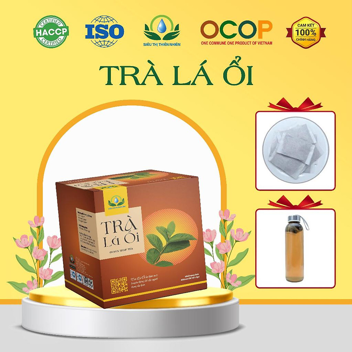 Trà Lá Ổi giúp giảm mỡ máu, tốt cho tim mạch hộp 30 Túi Lọc x3gr của Siêu Thị Thiên Nhiên