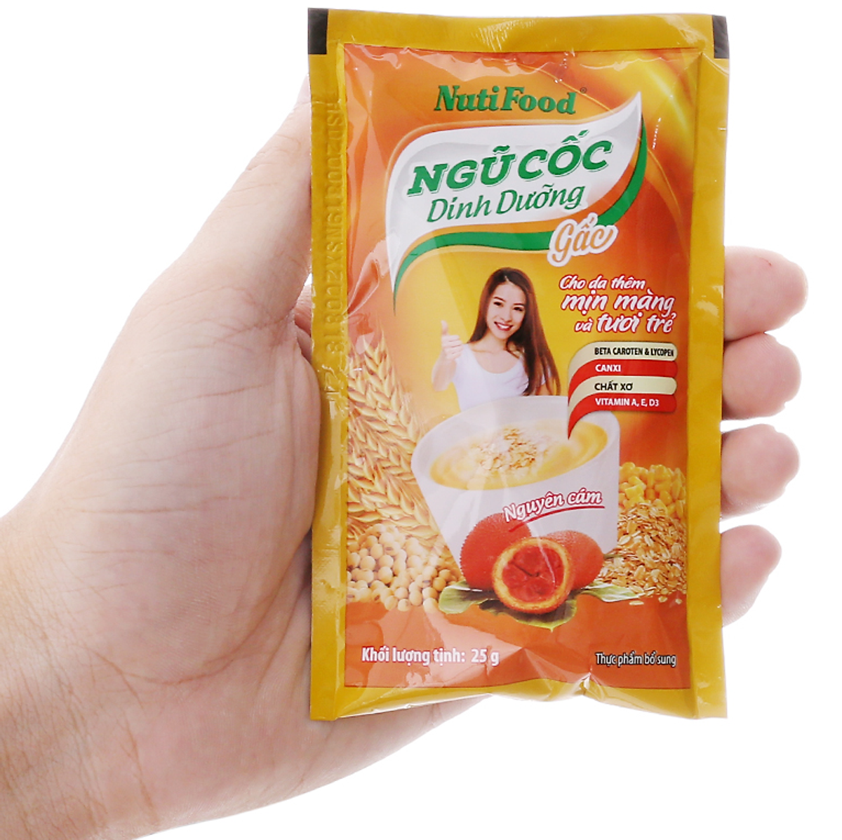 Combo 2 túi Bột ngũ cốc dinh dưỡng Nutifood gấc 500gam - Giúp da tươi trẻ mịn màng, chống lão hóa.