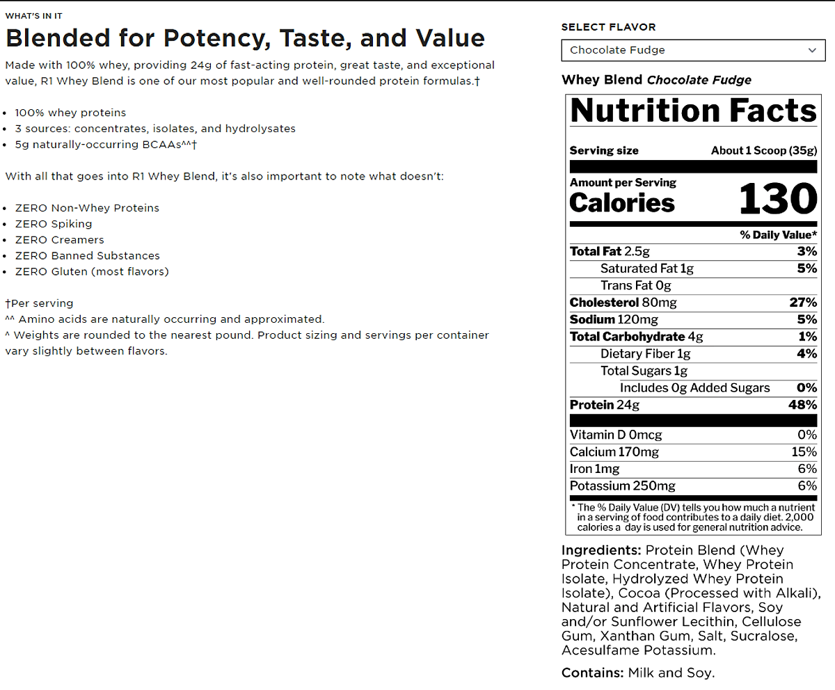 Sữa tăng cơ Rule 1 Whey Blend 1.98lb - 26-28 servings tặng gói Rule 1 Sample